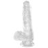 King Cock Clear 6 - dildo z jądrami - przyssawka - 15 cm