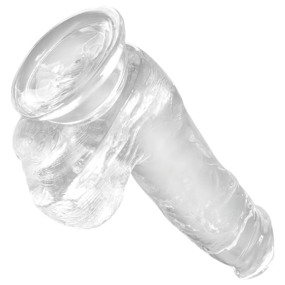 King Cock Clear 6 - dildo z jądrami - przyssawka - 15 cm