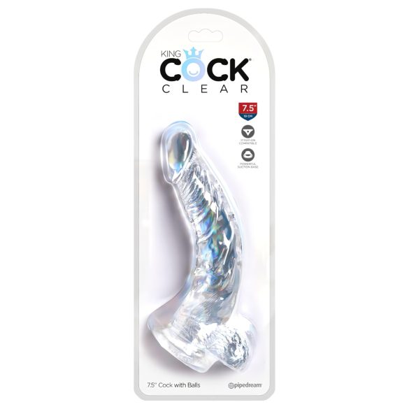 King Cock Clear 7.5 - Dildo z jądrami i przyssawką (19 cm)