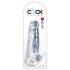 King Cock Clear 8 - dildo z przyssawką i jądrami (20 cm)