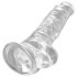 King Cock Clear 8 - dildo z przyssawką i jądrami (20 cm)