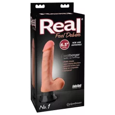   Real Feel Deluxe No.1 - wibrator realistyczny z jądrami - silikon cielisty