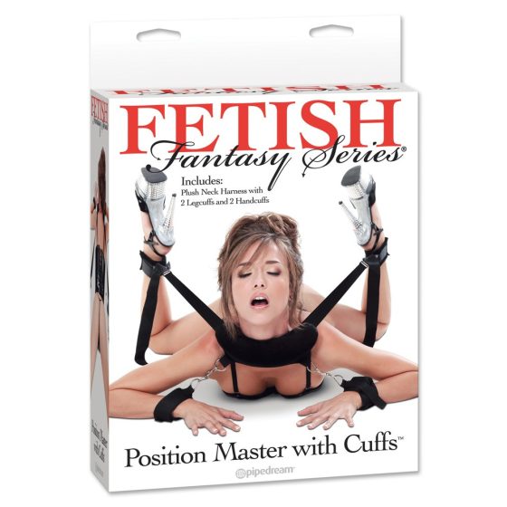 Fetish Position Master - zestaw do bondage z kajdankami (czarny)
