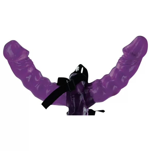 Fetish - podwójny strap-on z uprzężą - czarny