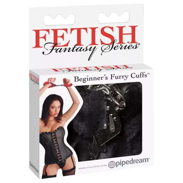 Fetish Fantasy - kajdanki z pluszu - czarne