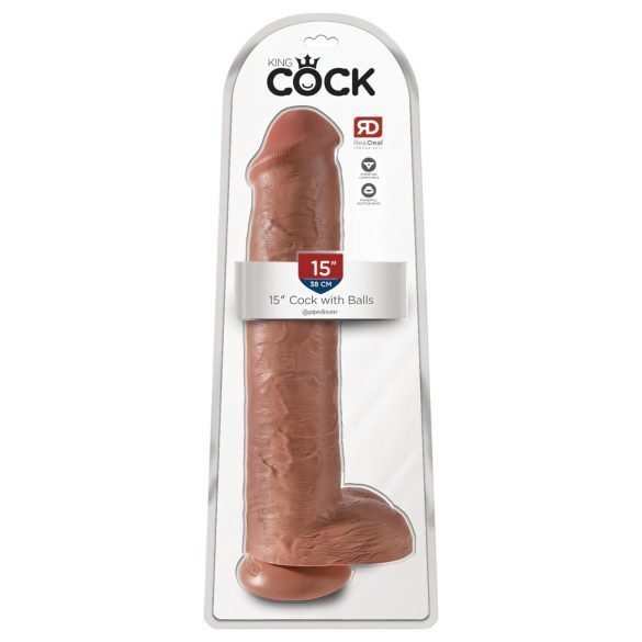 King Cock 15 - gigantyczny dildo (38 cm) - ciemny naturalny