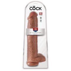   King Cock 15 - zaciskane, jądrowe, gigantyczne dildo (38 cm) - ciemny naturalny