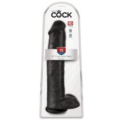   King Cock 15 - gigantyczne, zaciskane dildo do jąder (38 cm) - czarny