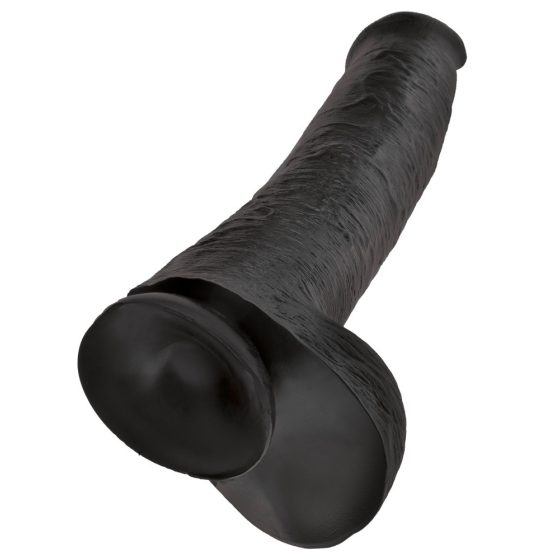 King Cock 15 - gigantyczne, zaciskane dildo do jąder (38 cm) - czarny