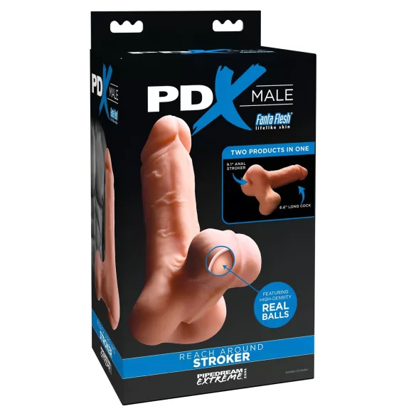 PDX Reach Around - masturbator i nakładka na penisa 2w1 - realistyczny kolor
