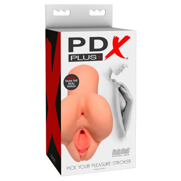 PDX Wybierz Przyjemność - 2w1 realistyczny masturbator (naturalny)