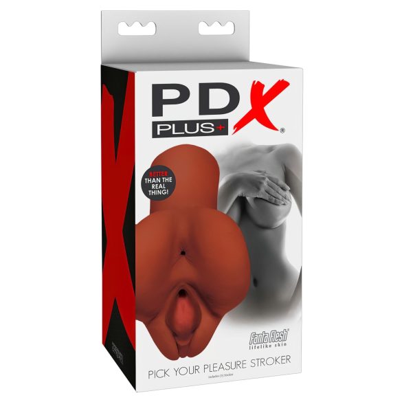 PDX Wybierz Swoją Przyjemność - 2w1 realistyczny masturbator (brązowy)