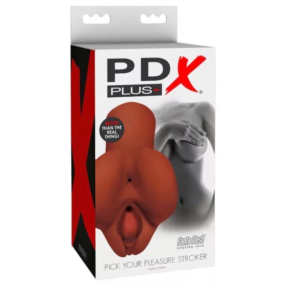 PDX Pick Your Pleasure - realistyczny masturbator 2 w 1 (brązowy)