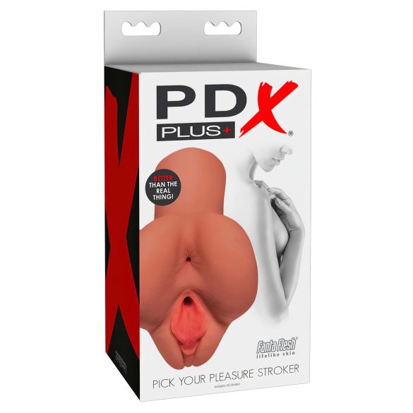 PDX Wybierz Przyjemność - 2w1 pochwa i anus masturbator (naturalny)