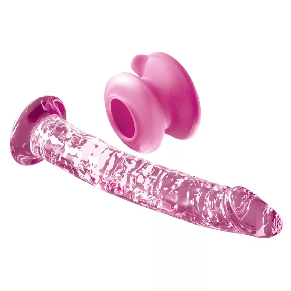 Icicles No. 86 - szklany dildo penisowy - różowy