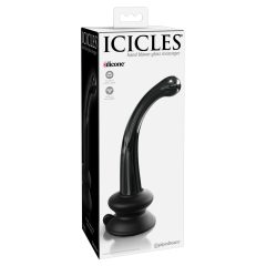 Icicles No. 87 - szklane dildo z punktem G+P (czarne)