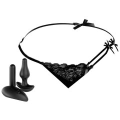   HOOKUP Bowtie Bikini - zestaw wibrujących majtek na baterie (czarny)