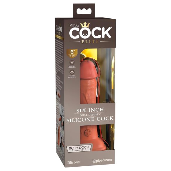 King Cock Elite 6 - realistyczny ciemny dildo z przyssawką (15 cm)