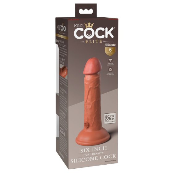King Cock Elite 6 - zaciskane, realistyczne dildo (15 cm) - ciemne
