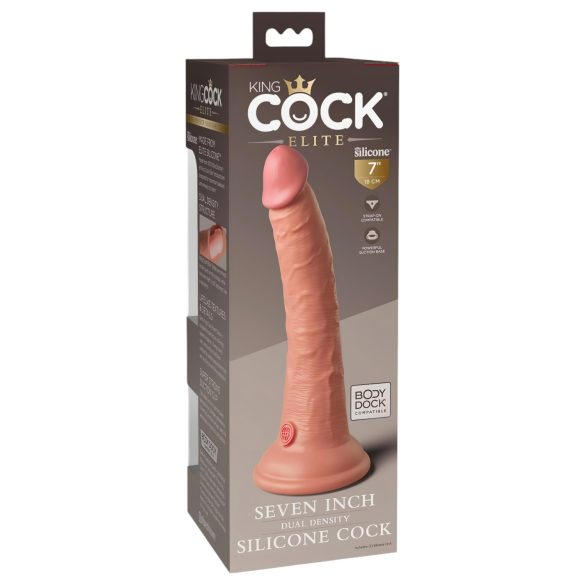 King Cock Elite - realistyczny dildo z przyssawką - silikon, 18 cm, beżowy