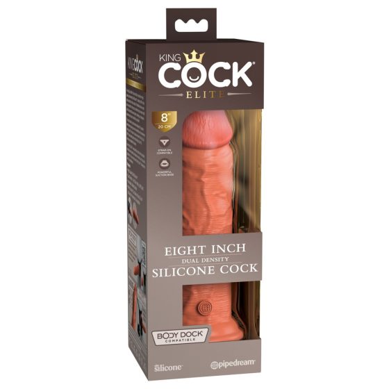 King Cock Elite 8 - zaciskane, realistyczne dildo (20 cm) - ciemny naturalny