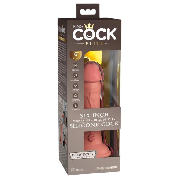 King Cock Elite 6 - wibrator z przyssawką (15 cm) - naturalny kolor