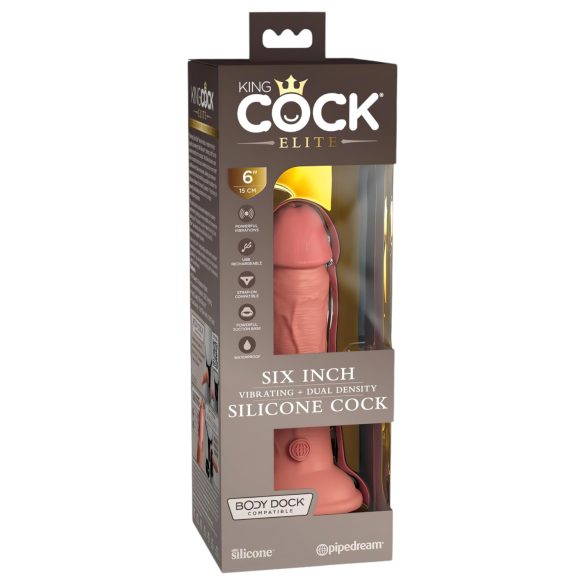King Cock Elite 6 - realistyczny wibrator 15 cm (ciemny naturalny)