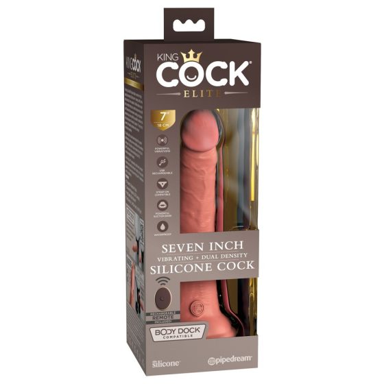 King Cock Elite 7 - sterowane radiowo, realistyczne dildo 18 cm - naturalne