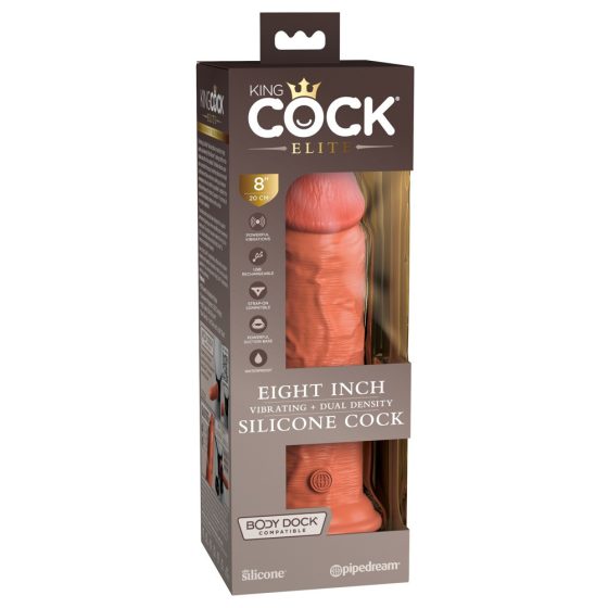 King Cock Elite 8 - zaciskane, realistyczne dildo 20 cm (ciemny naturalny)