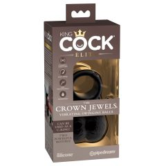   King Cock Elite Crown Jewels - wibrujący pierścień na penisa (czarny)