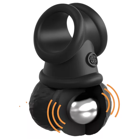 King Cock Crown Jewels - wibrujący pierścień na penisa (czarny)