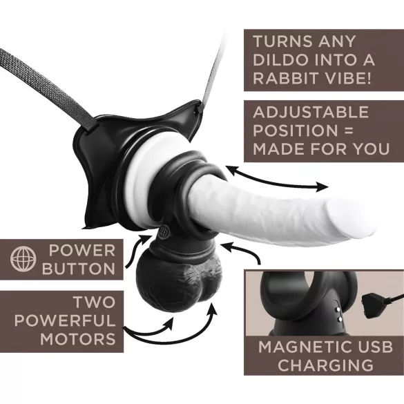 King Cock Crown Jewels - wibrujący pierścień na penisa (czarny)