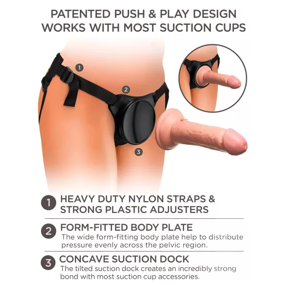King Cock Elite Beginner's - strap-on dildo - realistyczny - beżowy