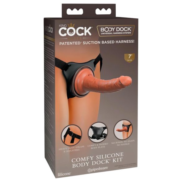 King Cock Elite Comfy - Strap-on z uprzężą (ciemny naturalny)