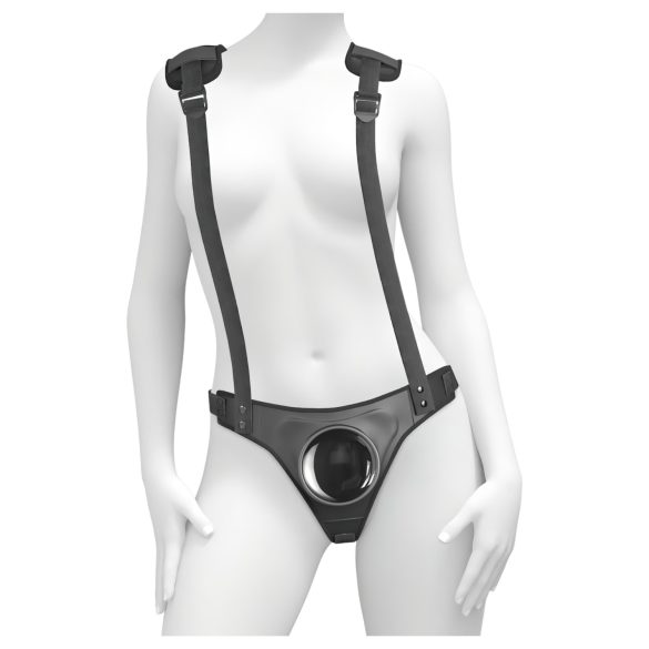 Body Dock - czarne strap-on z szelkami
