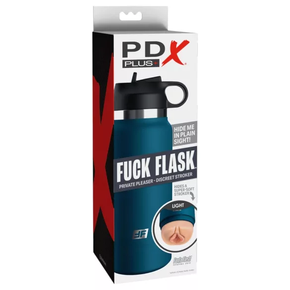 PDX - Fuck Flask Private Pleaser - sztuczna pochwa w piersiówce (niebiesko-naturalna)