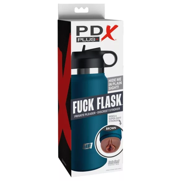 PDX - Fuck Flask Private Pleaser - sztuczna pochwa w piersiówce (niebiesko‑brązowa)