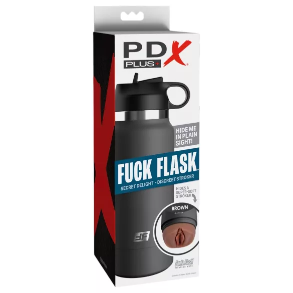 Fuck Flask Secret Delight - sztuczna cipka w piersiówce (czarno-brązowa)