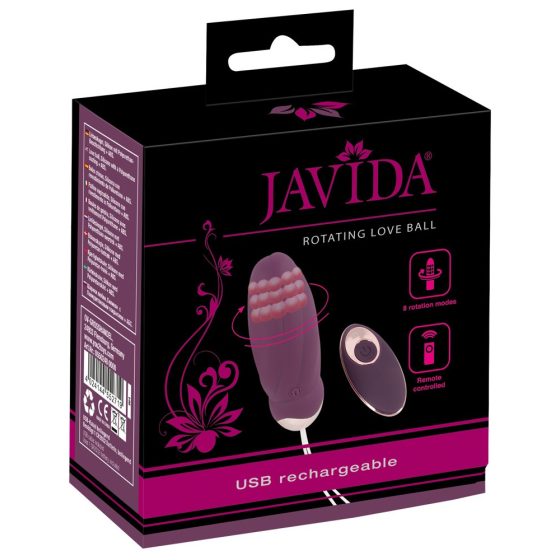 Javida - zasilane bateryjnie, sterowane radiowo, obrotowe wibrujące jajko z koralikami (fioletowe)