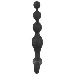   Black Velvet - ładowalny, wodoodporny wibrator analny z koralikami (czarny)