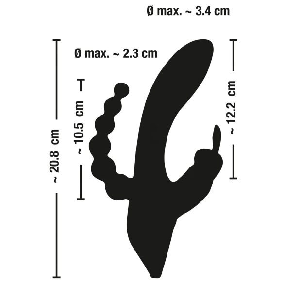 SMILE - wibrator potrójny, wodoodporny, akumulatorowy - czarny