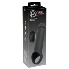   Rebel - ładowalna, sterowana radiowo wibrująca nakładka na penisa (czarna)