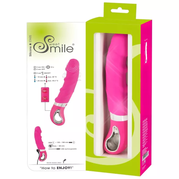 SMILE - wibrator z funkcją ogrzewania - akumulatorowy - silikon różowy