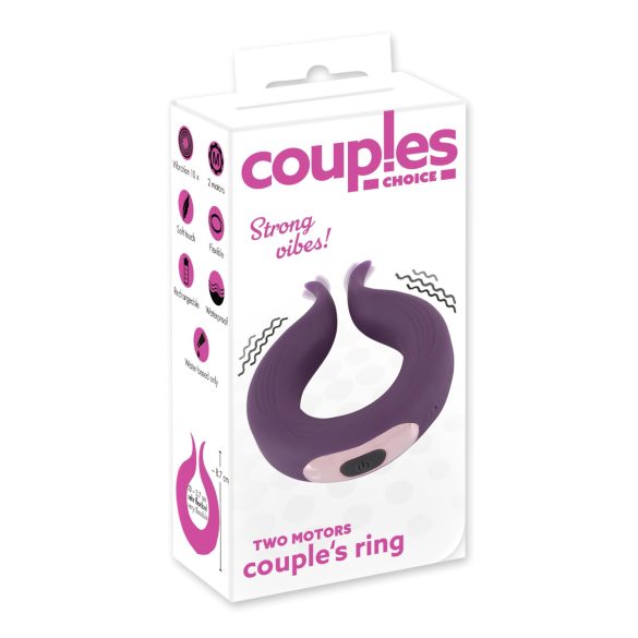 Couples Choice - akumulatorowy pierścień erekcyjny z 2 silnikami (fioletowy)