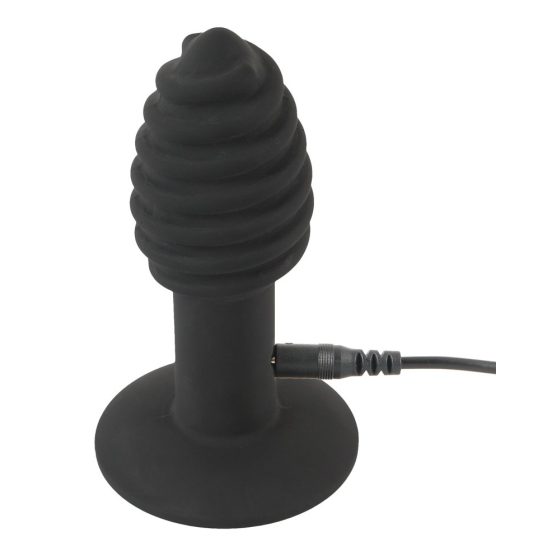 Black Velvet Twist - silikonowy wibrator analny z możliwością ładowania (czarny)