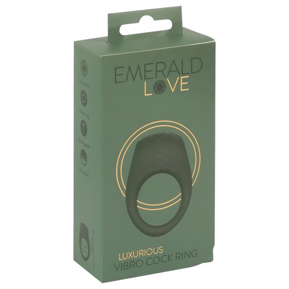 Emerald Love - wodoodporny pierścień wibrujący z akumulatorem (zielony)