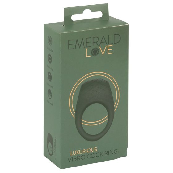 Emerald Love - ładowalny, wodoodporny wibrujący pierścień na penisa (zielony)