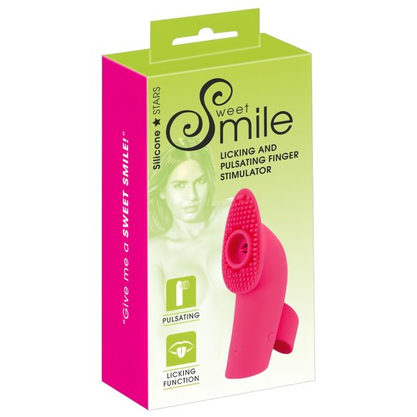 SMILE Licking - falujący i językowy mini wibrator na palec (różowy)