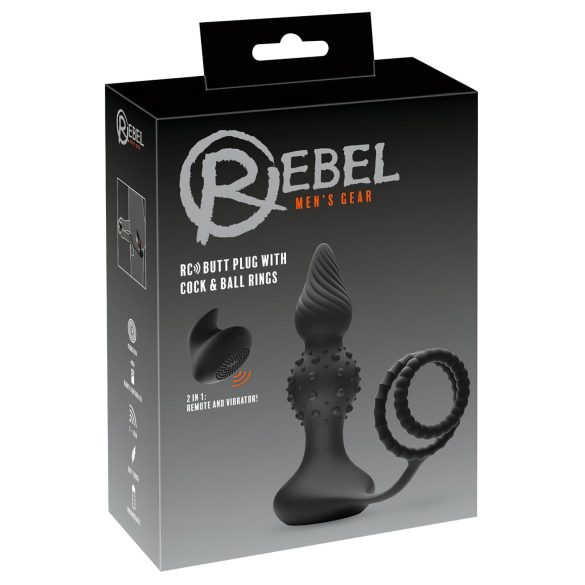 Rebel 2w1 - bezprzewodowy wibrator analny z pierścieniem na penisa (czarny)