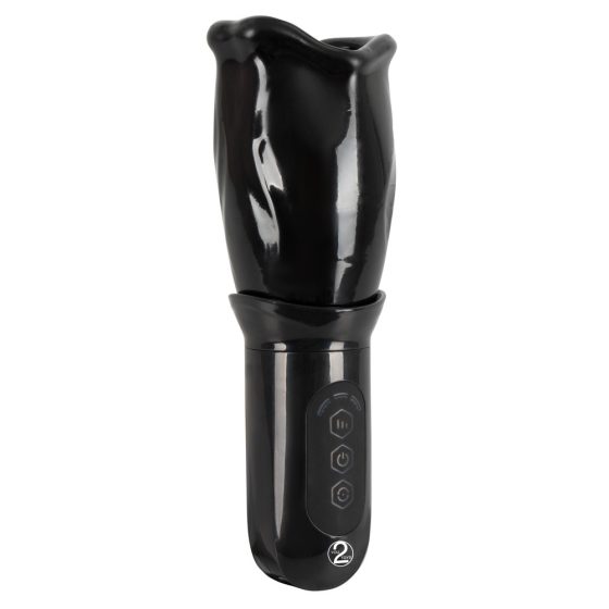 STROKER Rotating - zasilany bateryjnie, obrotowy masturbator ze sztucznymi ustami (czarny)